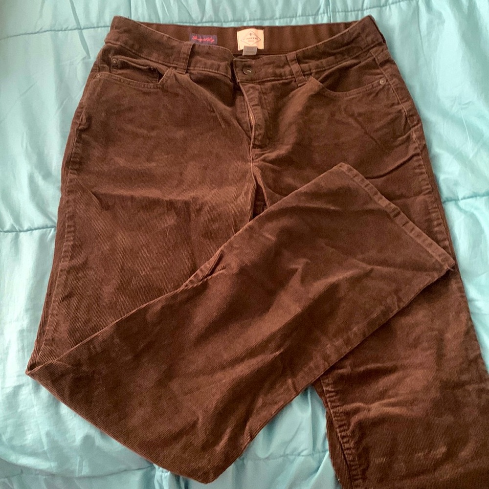 Brown corduroy pants.